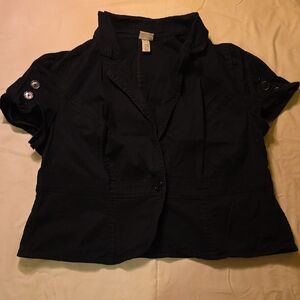 Elegant Black Short Sleeve Women's Blazer